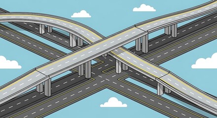 Interconnected highways represent urban mobility and modern infrastructure