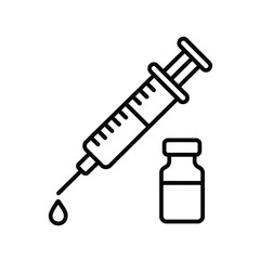 Medical syringe and vial icon with droplet
