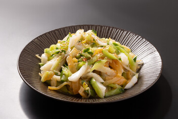 中華くらげ　かまぼこ　豆もやし　きゅうり　和え物