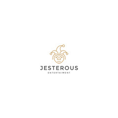 Head jester line logo vector design template