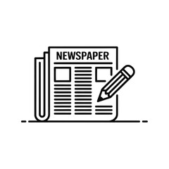 Newspaper with pencil icon representing journalism and writing