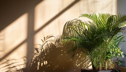 sunlit plants and shadow play indoor greenery basks in natural light with shadows creating a tranquil scene indoors evoking feelings of calm and well being