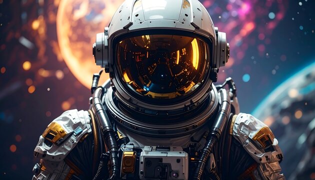 Close-up astronaut in space suit