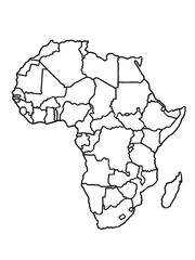 アフリカの地図（白地図）境界線入り