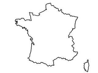 フランスの地図（白地図）