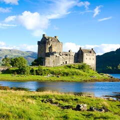 Scottish castle by a loch