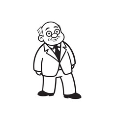 Old person in formal suit black and white vector illustration portrait elegant classic digital artwork