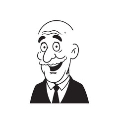 Old person in formal suit black and white vector illustration portrait elegant classic digital artwork