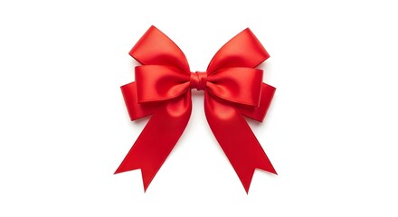 A beautiful red satin bow, perfect for gift wrapping or decoration, adding a festive touch