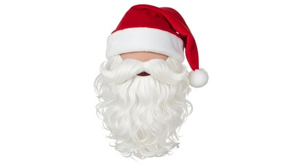 Classic red Santa Claus hat with a white beard and mustache