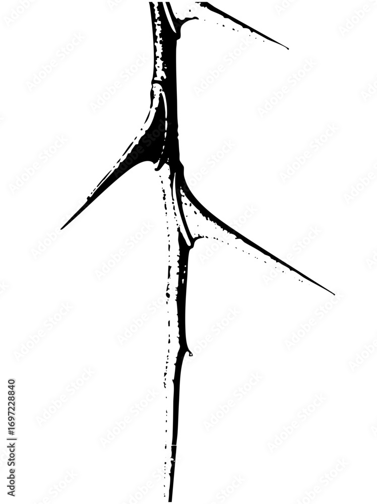 Poster vector elegant tree branch with sharp pointed twigs.