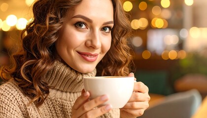 Woman enjoying a coffee in a cafe