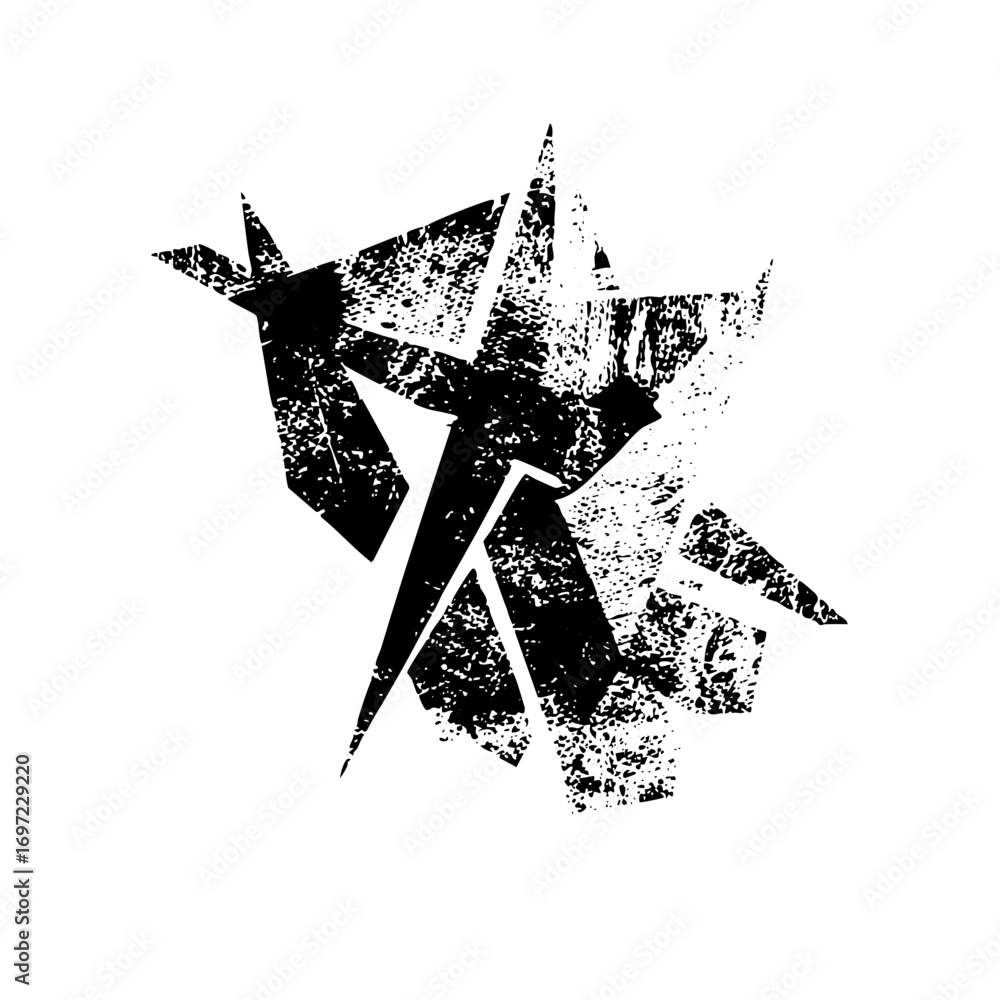 Poster vector abstract geometric bird with distressed texture.