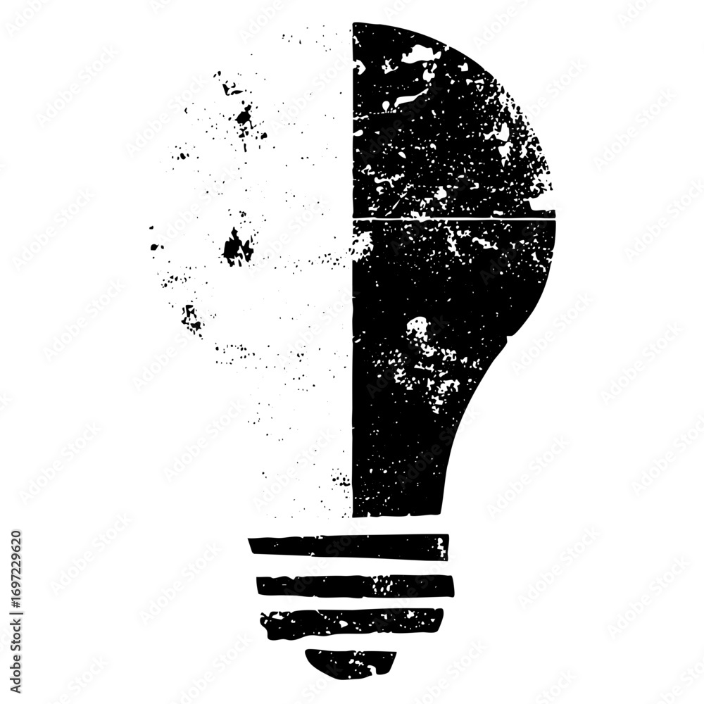 Poster vector split lightbulb with distressed texture