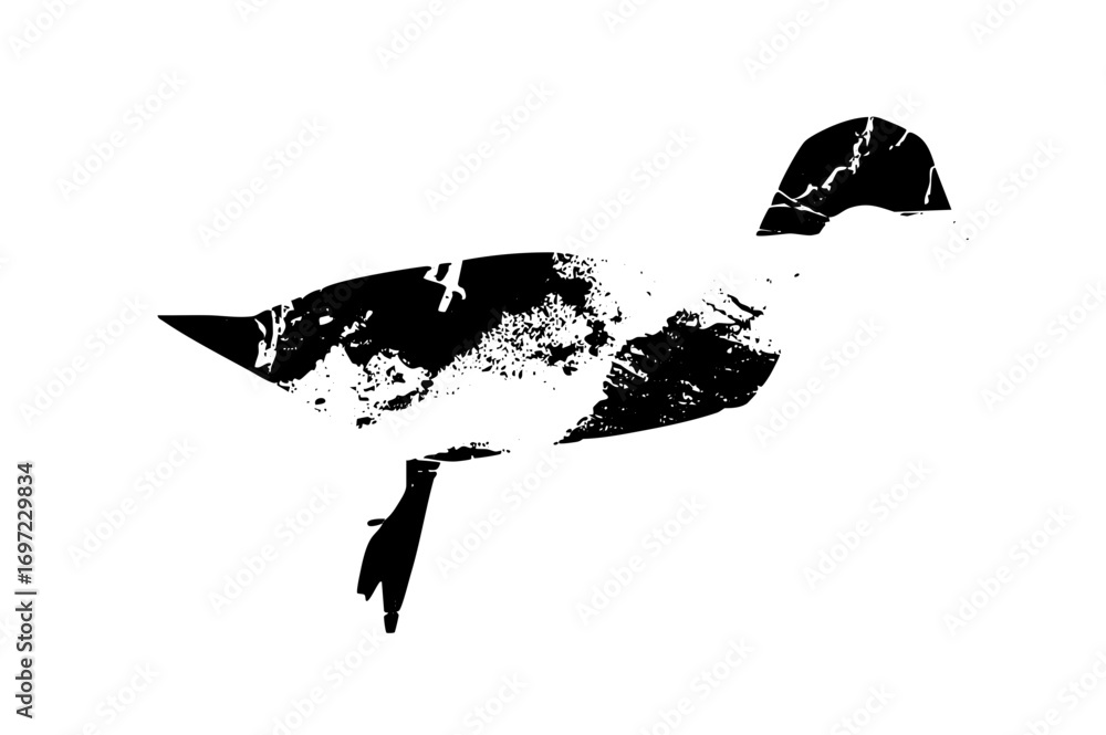 Poster vector minimalist duck with textured black shapes.