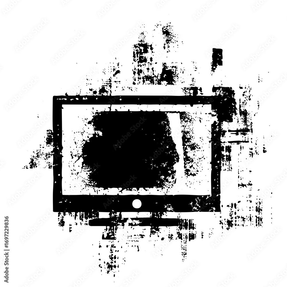 Poster vector distressed television with abstract screen display.