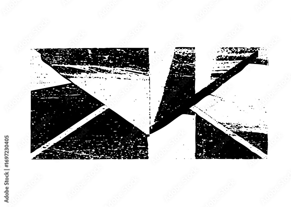 Poster vector abstract geometric featuring intersecting black shapes.