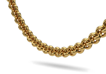 Obraz premium Elegant gold chain jewelry design with intricate linked pattern symbolizing luxury, wealth, and traditional fashion accessory, isolated on white background