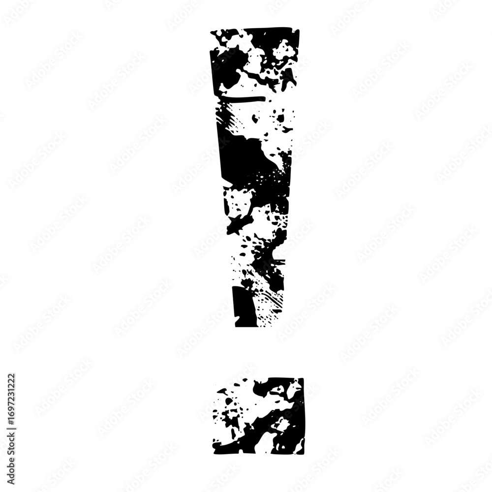 Poster vector distressed exclamation mark vector with splattered texture.