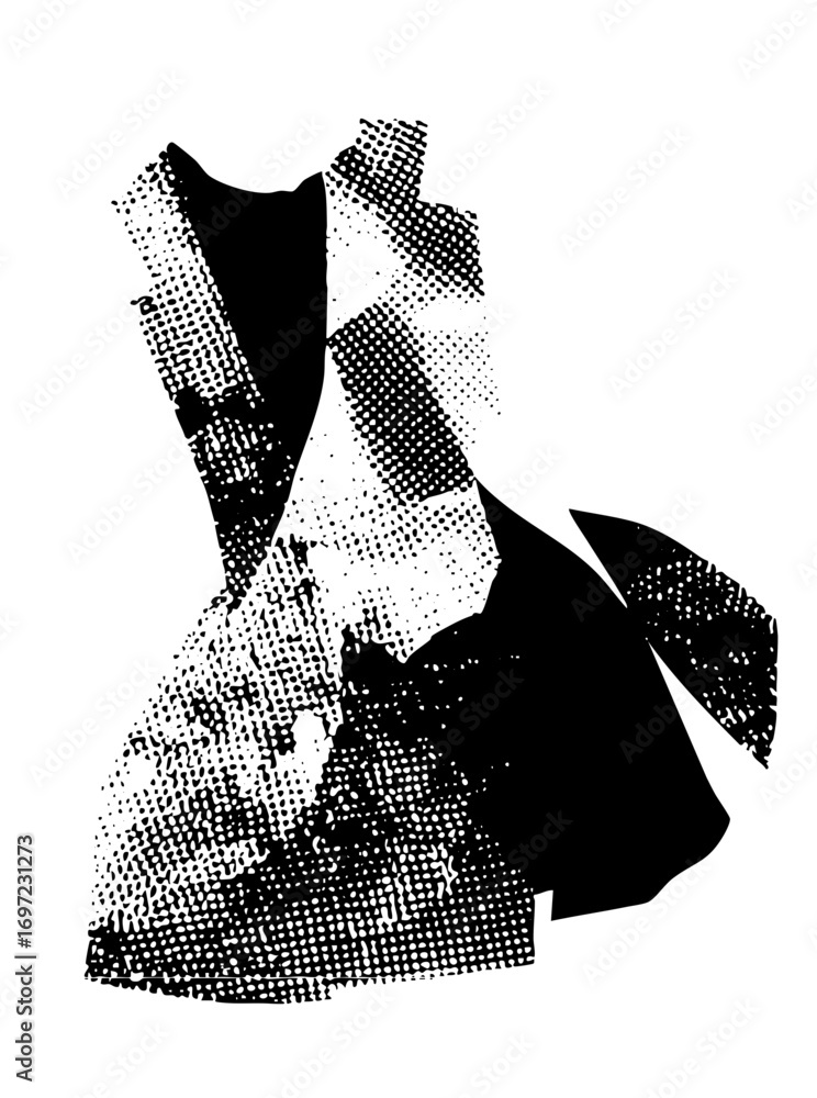 Poster vector abstract figure in suit with dotted texture