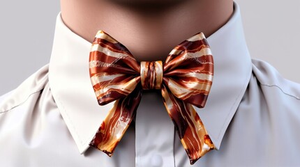 Bacon Bow Tie, Culinary Fashion Art, Funny Accessory Design, Meat Tie Photo, Savory Style Fun