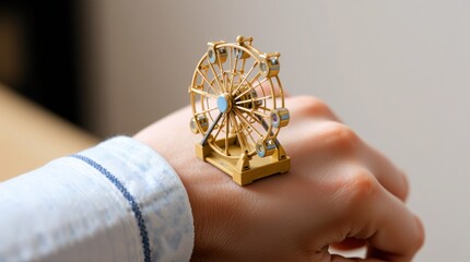 Ferris Wheel Wrist, Tiny Carnival Art, Wrist Fun Design, Unexpected Ride Photo, Whimsical Wrist Moment