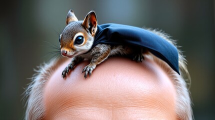 Squirrel Hero Fun, Tiny Avenger Art, Forest Friend Photo, Funny Squirrel Moment, Unexpected Hero Design