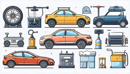 Car repair and service illustrations