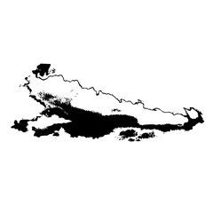 Fototapeta premium Vector Abstract coastline depicts a winding landmass with inlets.
