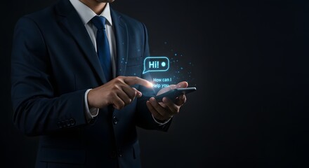 Focused Businessman Working on Laptop in Modern Office with City View