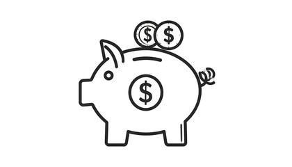 Simple piggy bank with coins