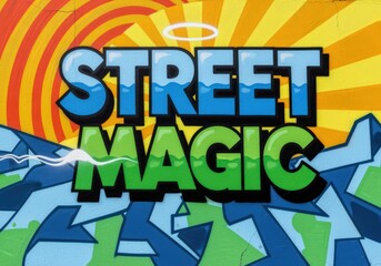 Vibrant Street Magic graffiti art on textured wall