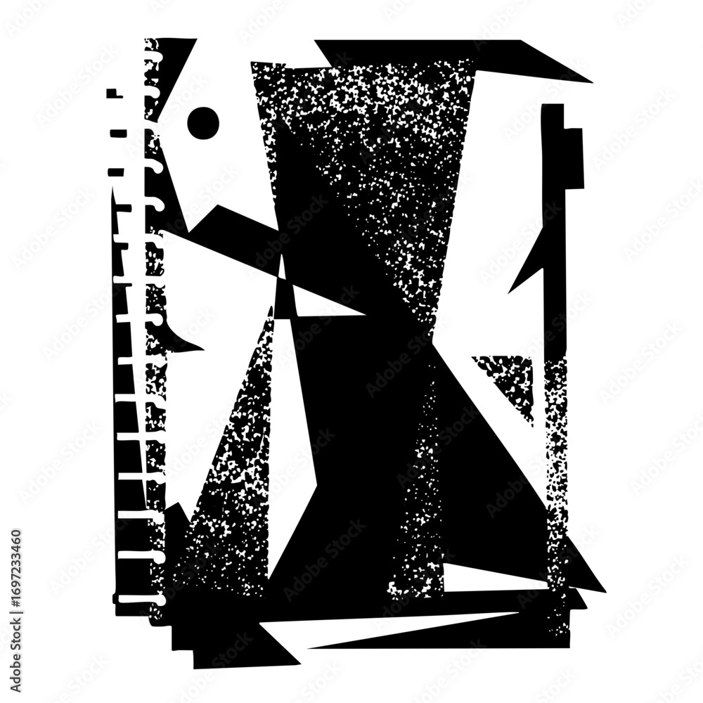 Poster vector abstract figure with geometric shapes and textured fill.