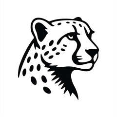 Black and White Cheetah Head Vector Logo Design