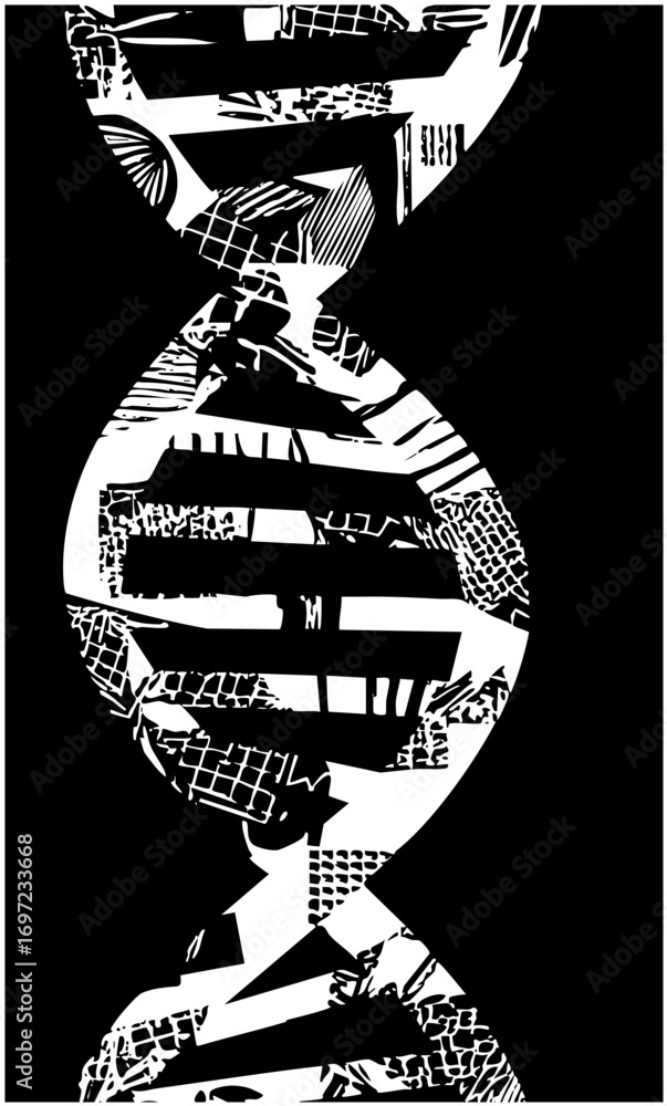 Aufkleber vector abstract dna structure with geometric shapes.