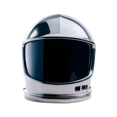 Fototapeta premium Shiny silver astronaut helmet isolated on black