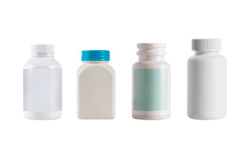 Set of plastic bottle of medicine isolated on white background.