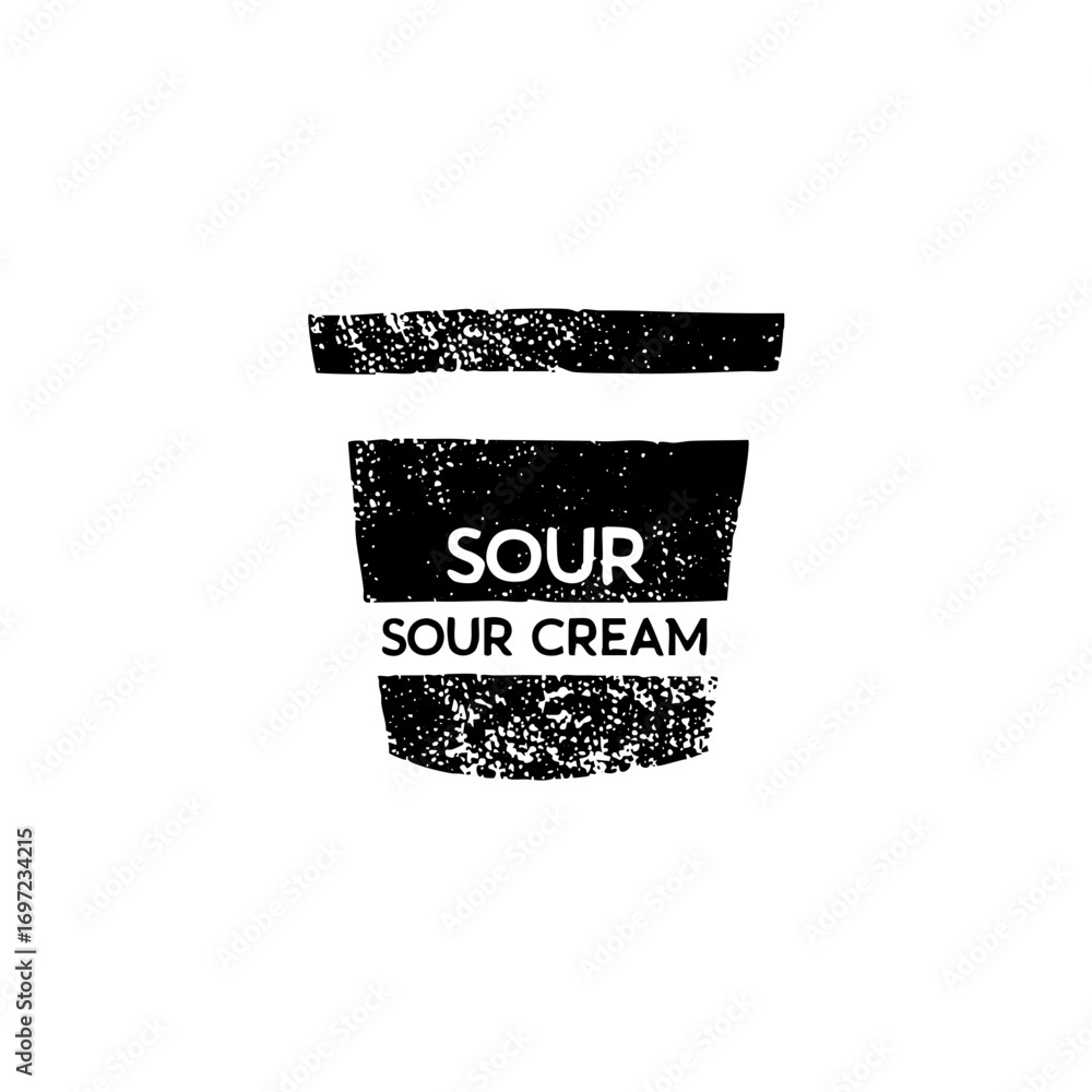 Poster Vector Black and white of a sour cream container with text.