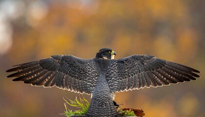 Falcon with outstretched wings
