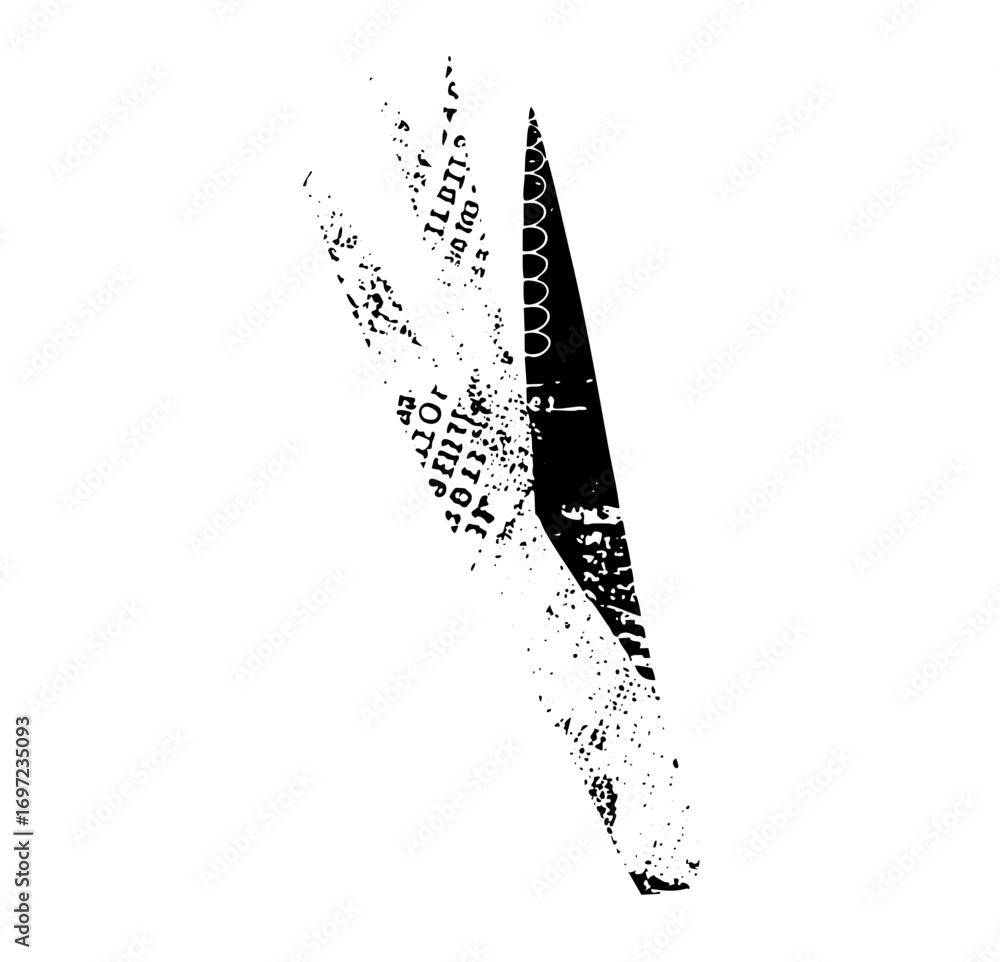 Poster Vector Abstract vector featuring a jagged shape and scattered text elements.