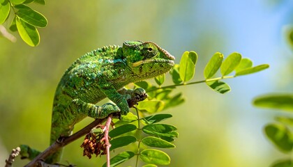 Fototapeta premium Chameleon rests on acacia