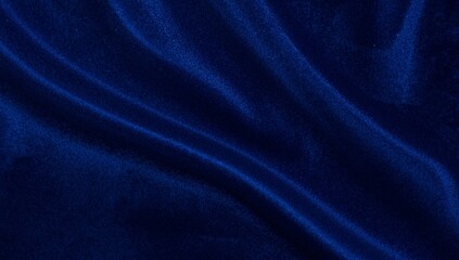 Deep Blue Fabric Texture Elegant Waves and Folds