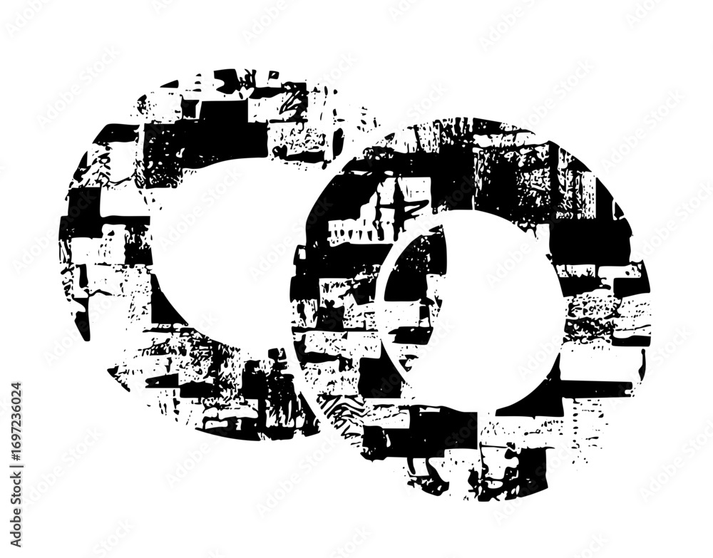 Poster vector abstract of a distressed lettermark with circular element.