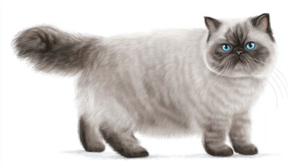 Obraz premium Himalayan Cat with Vibrant Blue Eyes in Full Body View