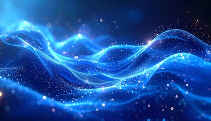 Abstract digital art of swirling blue particles