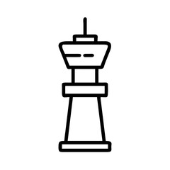 Obraz premium An illustration of an airport control tower with a simple design. The tower is depicted with clean lines, and a minimalist approach.