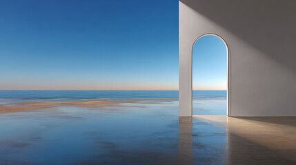 minimalist frame without any emphasizing modern interior design principles in clean ultrabright space