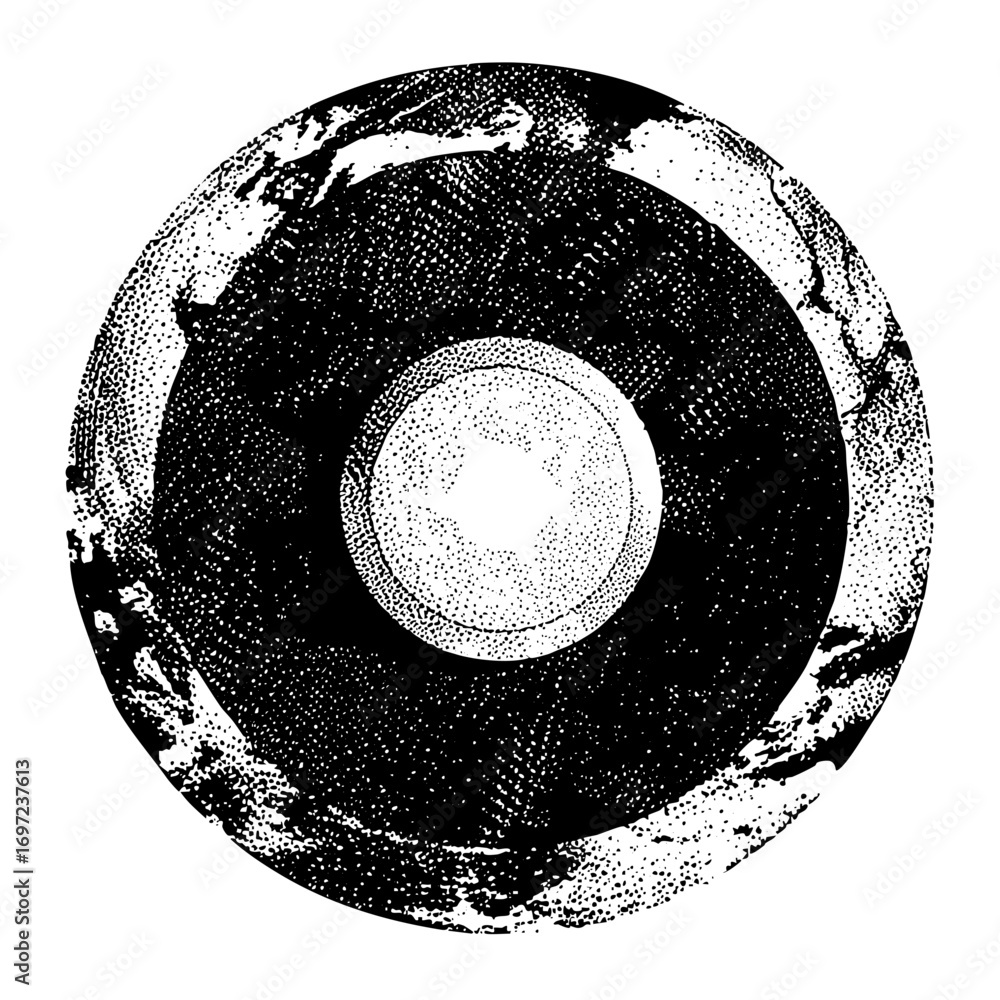 Poster vector abstract concentric circles with dotted texture.