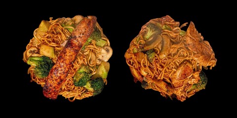 A collection of various Asian noodle dishes in separate bowls.