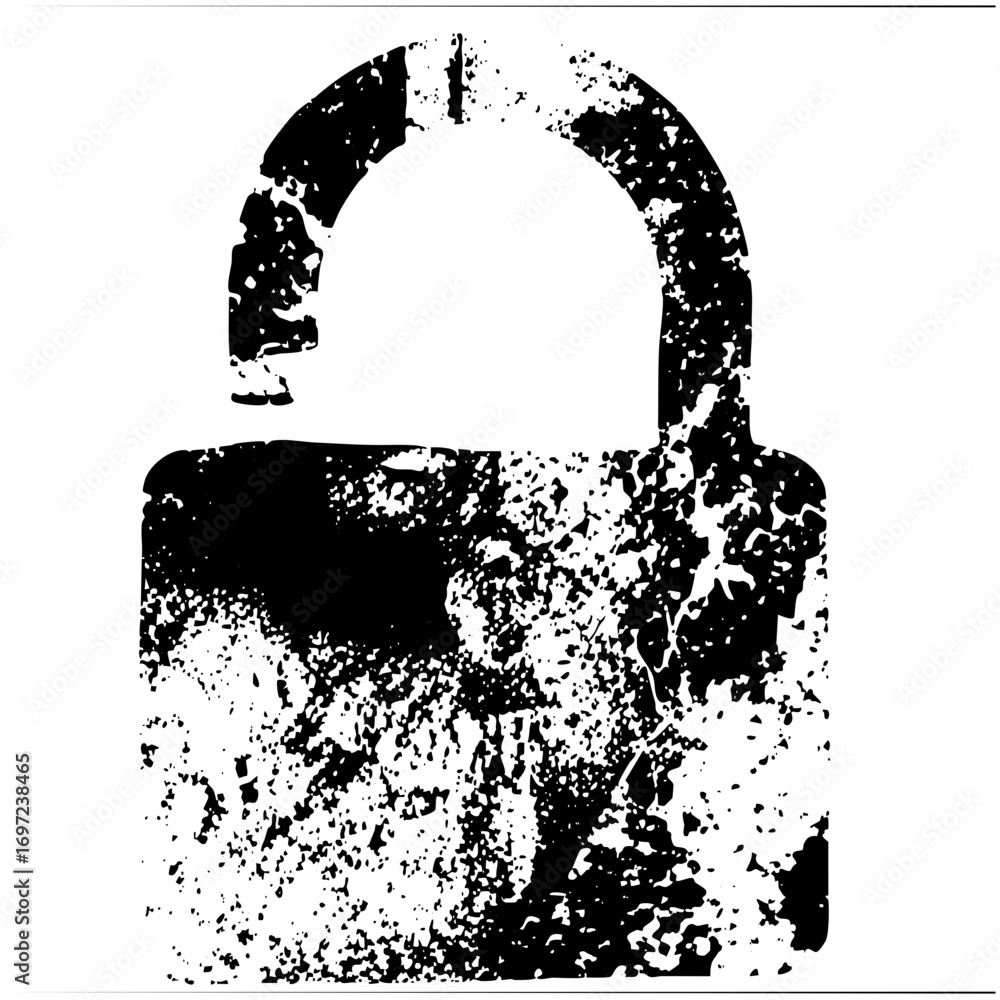 Poster vector distressed padlock conveys security and isolation.